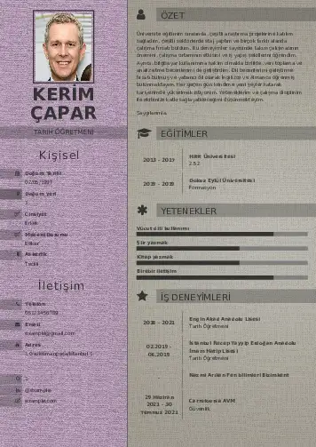Tarih Öğretmeni Cv Örnekleri cv indir